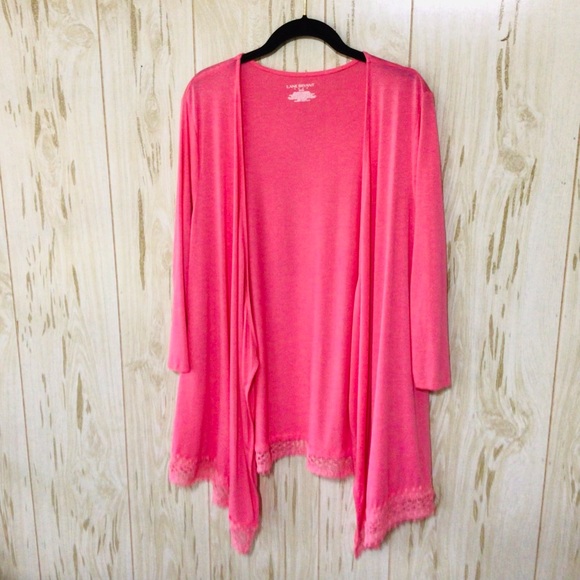 Lane Bryant Sweaters - Lane Bryant Waterfall Open Front Crochet Hem Cardigan 14/16